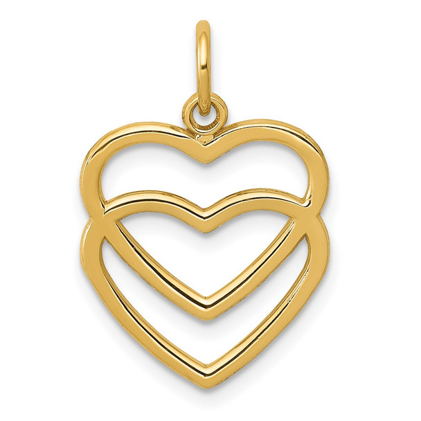 10K Yellow Gold Polished Double Heart Pendant