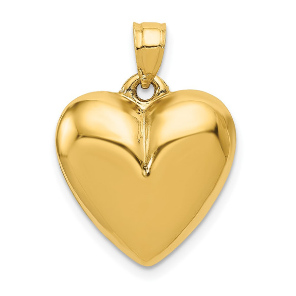 10K Yellow Gold Polished 3-D Heart Pendant 10C2911