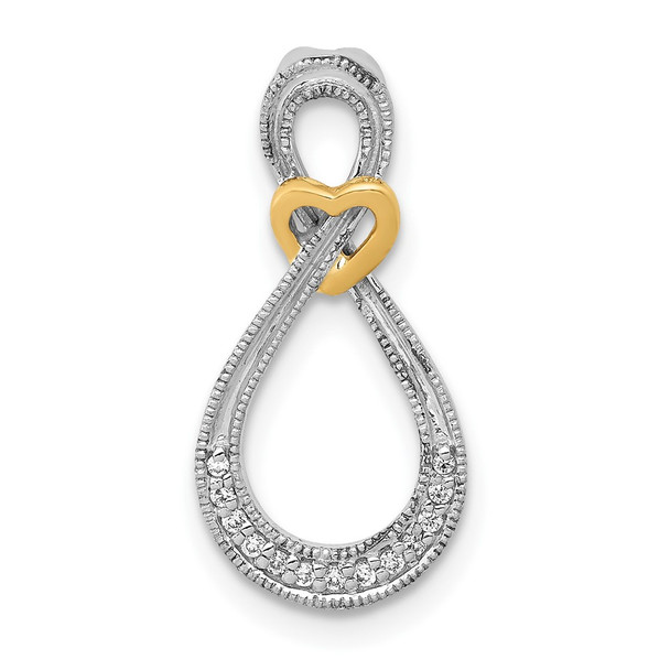 10K Two-tone Gold 1/20ctw Diamond Infinity w/Heart Chain Slide Pendant