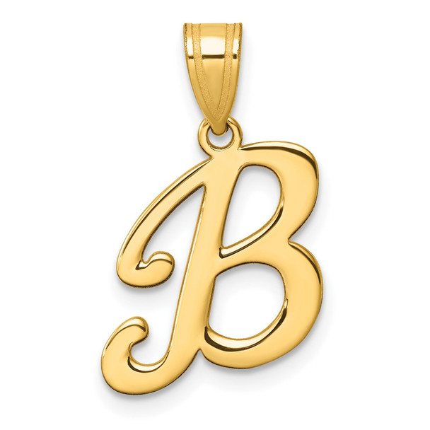 14K Yellow Gold Script Letter B Initial Pendant YC1540B