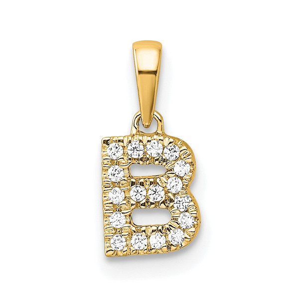 10K Yellow Gold Diamond Letter B Initial with Bail Pendant