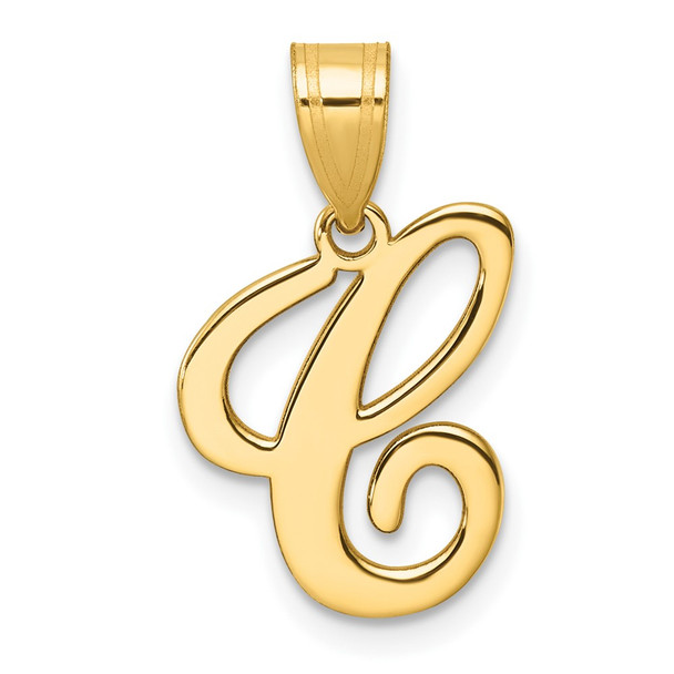 14K Yellow Gold Script Letter C Initial Pendant YC1540C