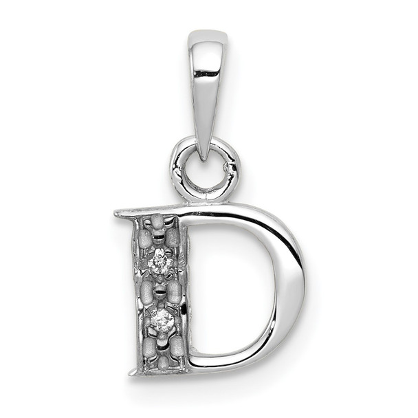 10K White Gold Diamond Initial D Pendant