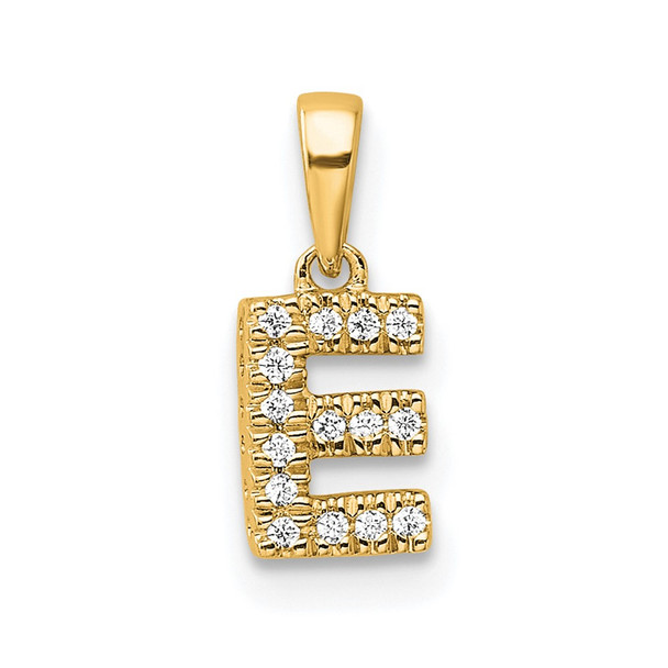 10K Yellow Gold Diamond Letter E Initial with Bail Pendant