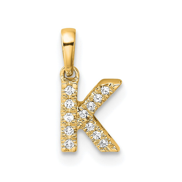 10K Yellow Gold Diamond Letter K Initial with Bail Pendant