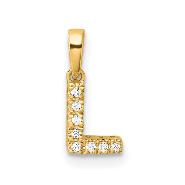 10K Yellow Gold Diamond Letter L Initial with Bail Pendant