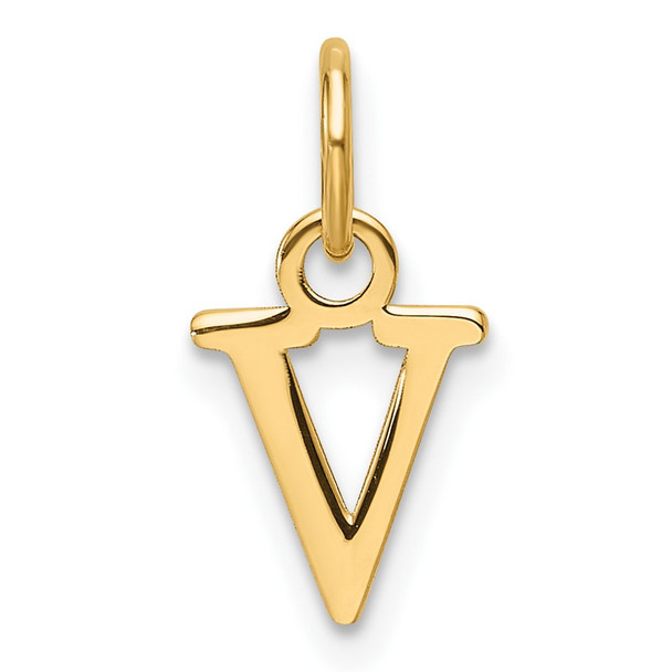 14K Yellow Gold Cutout Letter V Initial Pendant