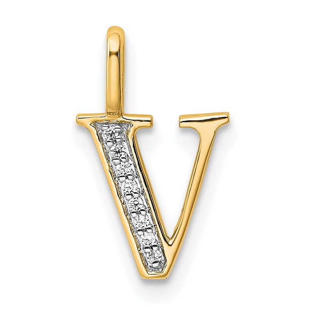 10K Yellow Gold Diamond Letter V Initial Pendant PM8365V-003-1YA