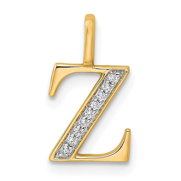 10K Yellow Gold Diamond Letter Z Initial Pendant