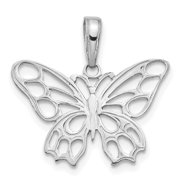 14k White Gold Polished Butterfly Cut-out Pendant