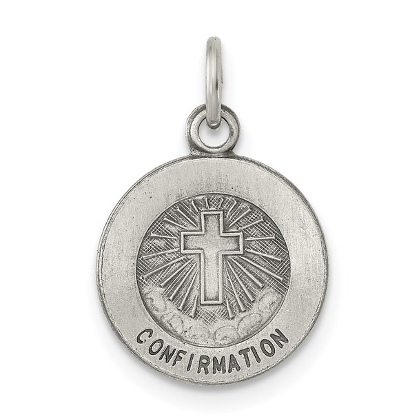 Sterling Silver Antiqued Confirmation Medal Pendant QC5902