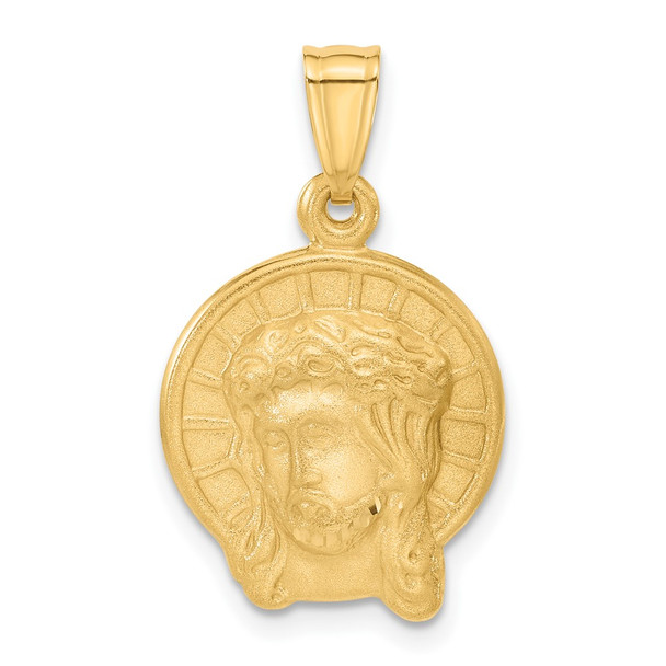 14K Yellow Gold Satin Jesus Medal Pendant