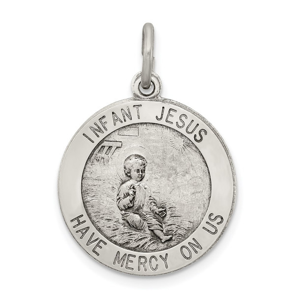Sterling Silver Antiqued Infant Jesus Medal Pendant