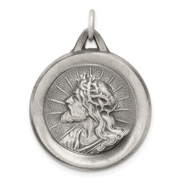 Sterling Silver Jesus Medal Pendant