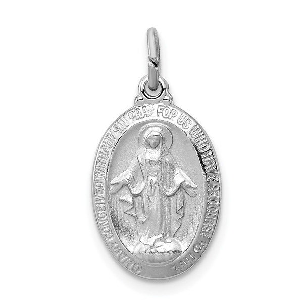 Sterling Silver Rhodium-plated Miraculous Medal Pendant QC3486