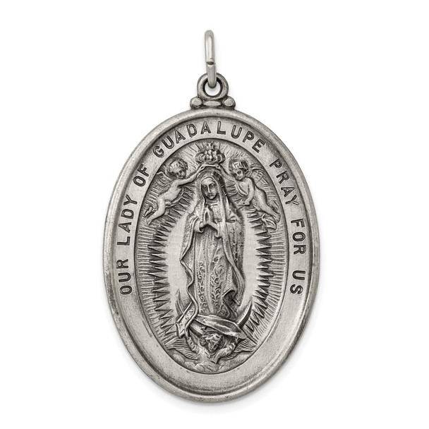 Sterling Silver Our Lady of Guadalupe Medal Pendant QC3476