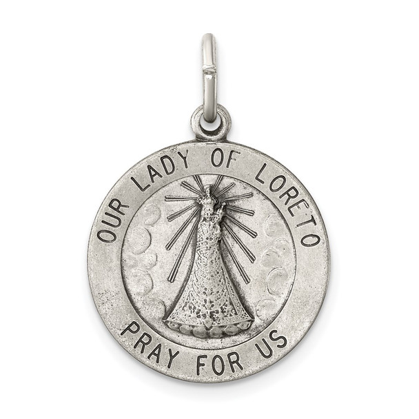 Sterling Silver Antiqued Our Lady of Loreto Medal Pendant