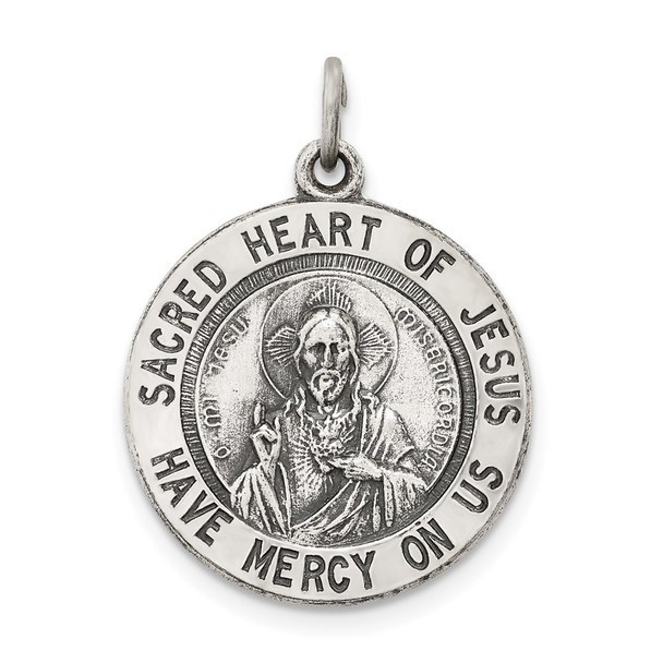 Sterling Silver Sacred Heart of Jesus Medal Pendant QC3459
