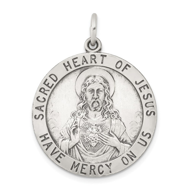 Sterling Silver Sacred Heart of Jesus Medal Pendant QC3461