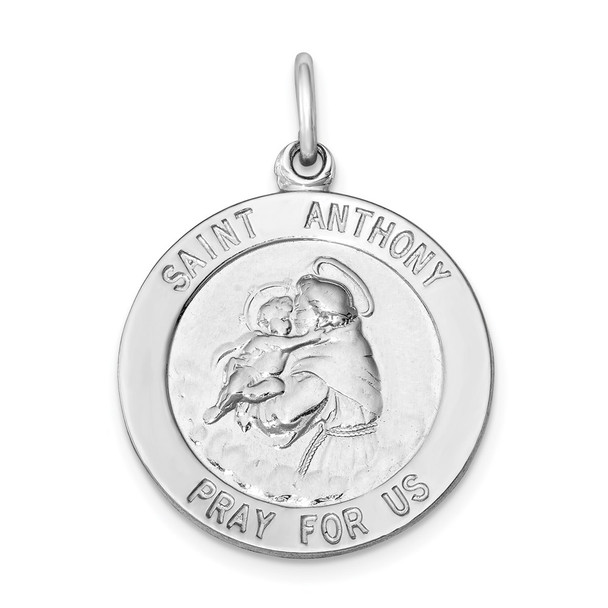 Sterling Silver Rhodium-plated Saint Anthony Medal Pendant