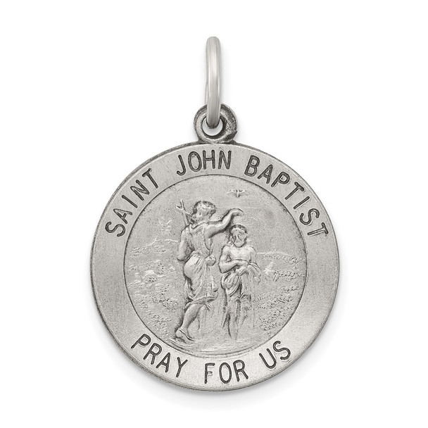 Sterling Silver Antiqued Saint John the Baptist Medal Pendant QC5733