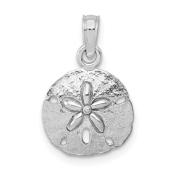 10K White Gold Polished Sand Dollar Pendant