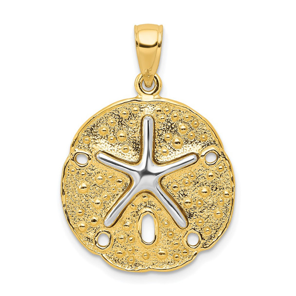 10k Two Tone Gold Sand Dollar w/ Starfish Pendant