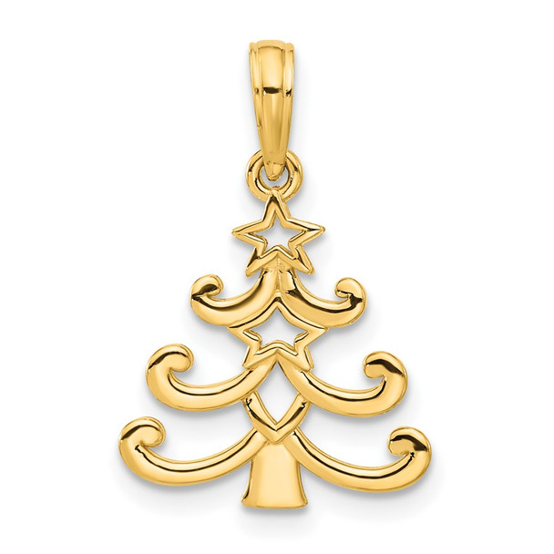 14K Yellow Gold Polished Christmas Tree Pendant D5313