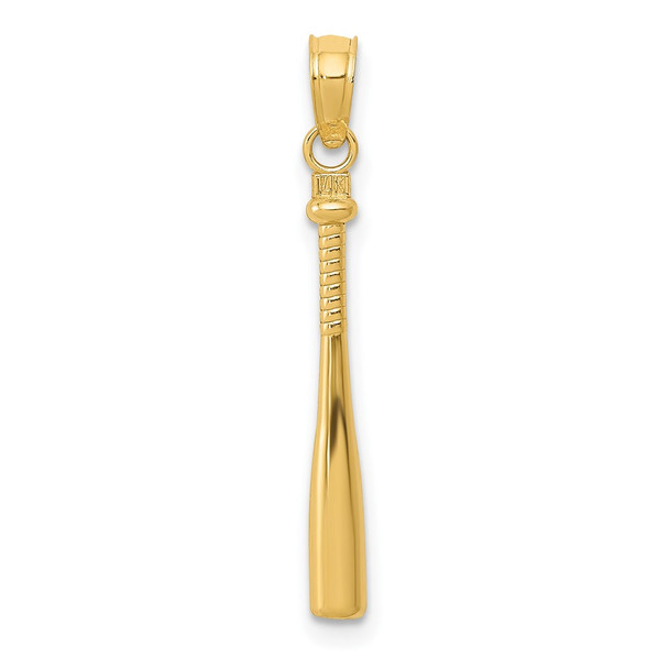 10K Yellow Gold 3-D Baseball Bat Pendant