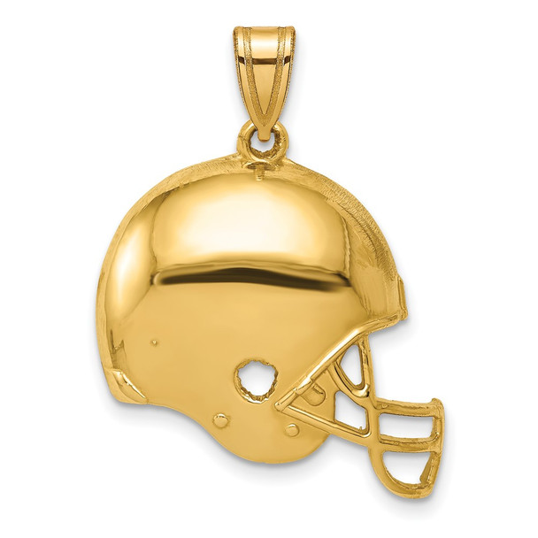 10K Yellow Gold Polished Football Helmet Pendant