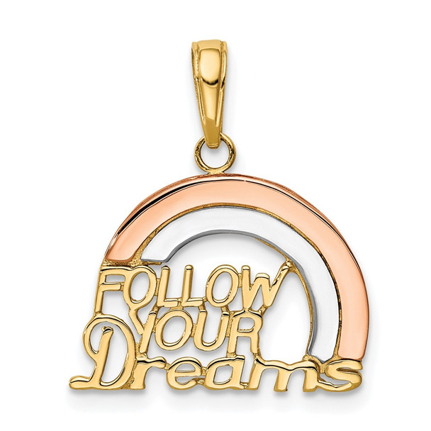 10k Yellow & Rose Gold w/ Rhodium-plating Follow Your Dreams Rainbow Pendant