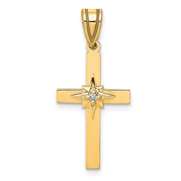 14K Yellow Gold .01ctw Diamond Cross Pendant