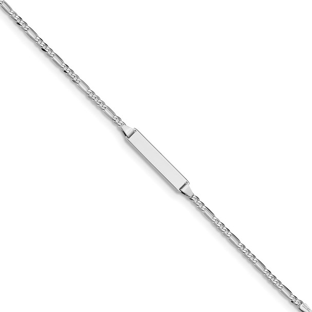 5.5" 14k White Gold Figaro Link ID Bracelet