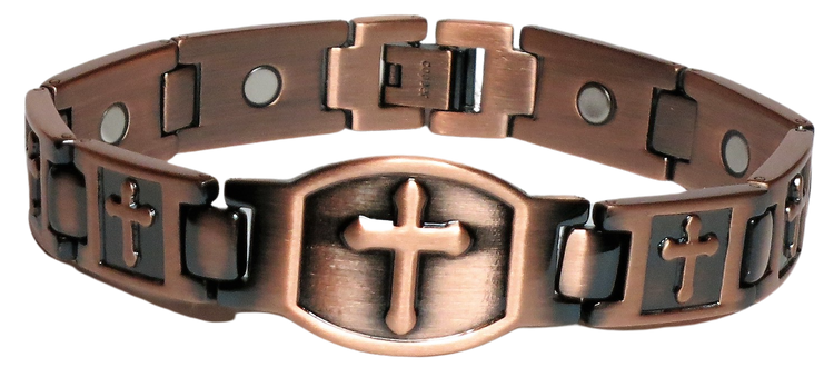 Solid Cross - Solid Copper Magnetic Bracelet - Wellness Marketer Jewelry