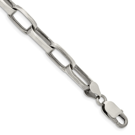 Mens Elongated Open Link Chain Bracelet in Sterling Silver, 8mm