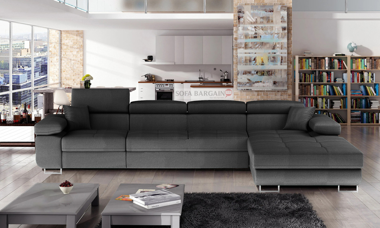 Edinburgh Corner Sofa Bed Long with Storage i96