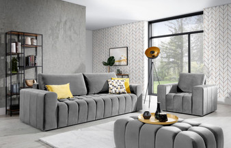 Brighton Sofa bed + Armchair & Pouf Set M84