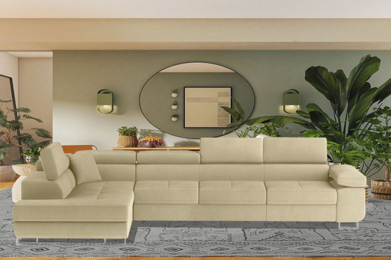 Glasgow Long Corner Sofa Bed with Storage M04