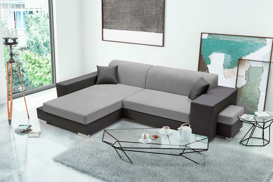 Modbury Corner Sofa Bed with Storage & Pouf AN16/SG96
