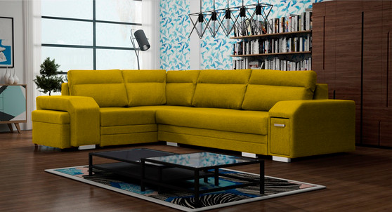 Aldershot Corner Sofa Bed with Storage & Pouf MA41