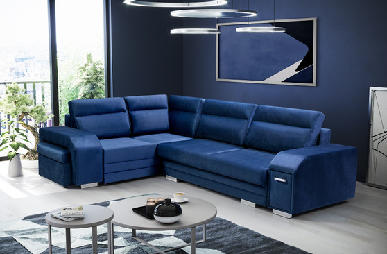 Aldershot Corner Sofa Bed with Storage & Pouf M77
