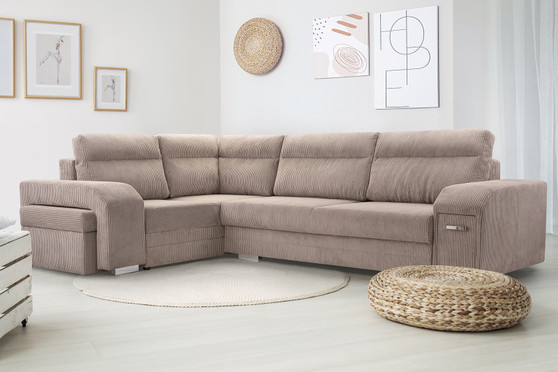 Aldershot Corner Sofa Bed with Storage & Pouf LN17
