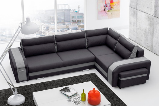 Arlesey Corner Sofa Bed with Storage & Pouf i96/i91