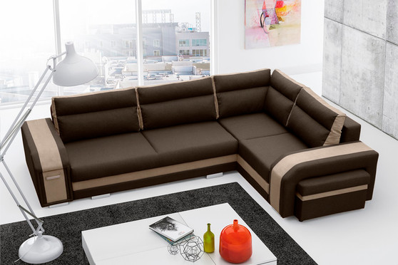 Arlesey Corner Sofa Bed with Storage & Pouf i27/i23