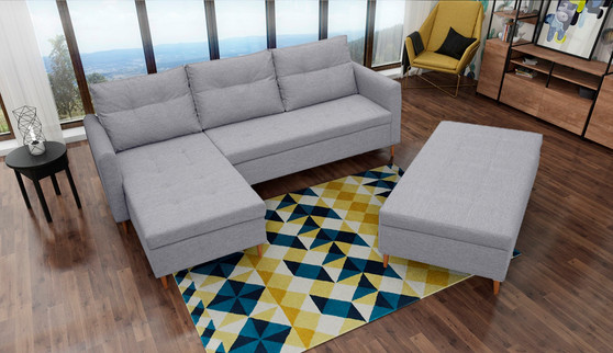 Addison Corner Sofa & Pouf  with Storage MA83