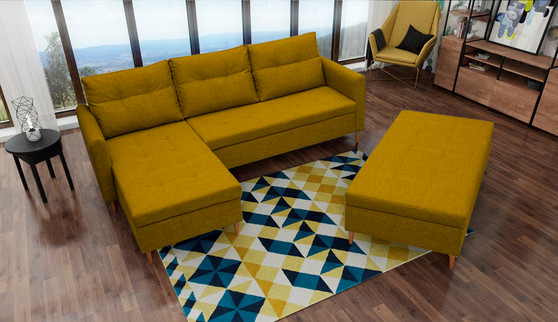 Addison Corner Sofa & Pouf  with Storage MA41