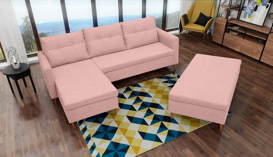 Addison Corner Sofa & Pouf  with Storage MA61