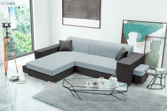 Modbury Corner Sofa Bed with Storage & Pouf AN24/SG96