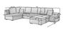 Manchester U Shaped Sofa Bed with Storage S05/S11