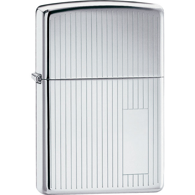 Zippo® Vertical Lines High Polish Chrome Lighter - Engrave Tech